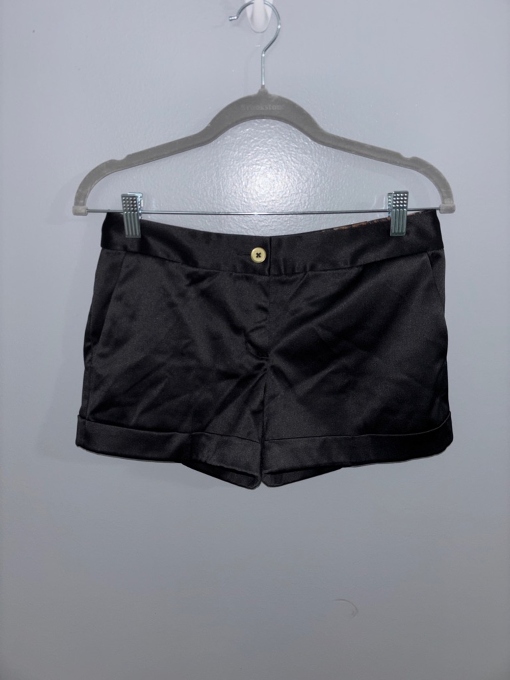 Express Black High-Waist Satin-Look Cuffed Shorts